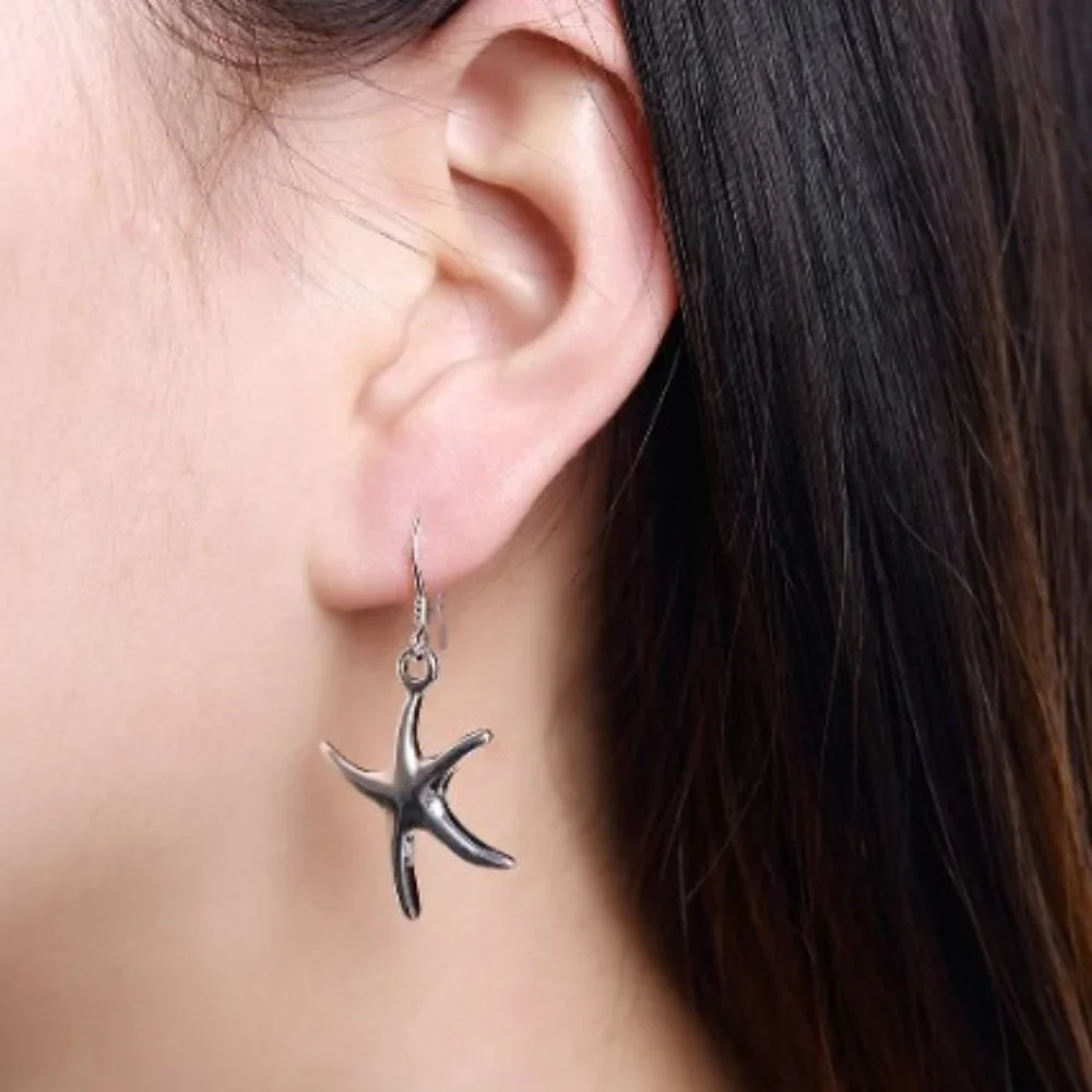 Totally Unique Silver Dangle Starfish Earrings NWOT - Picture 3 of 3